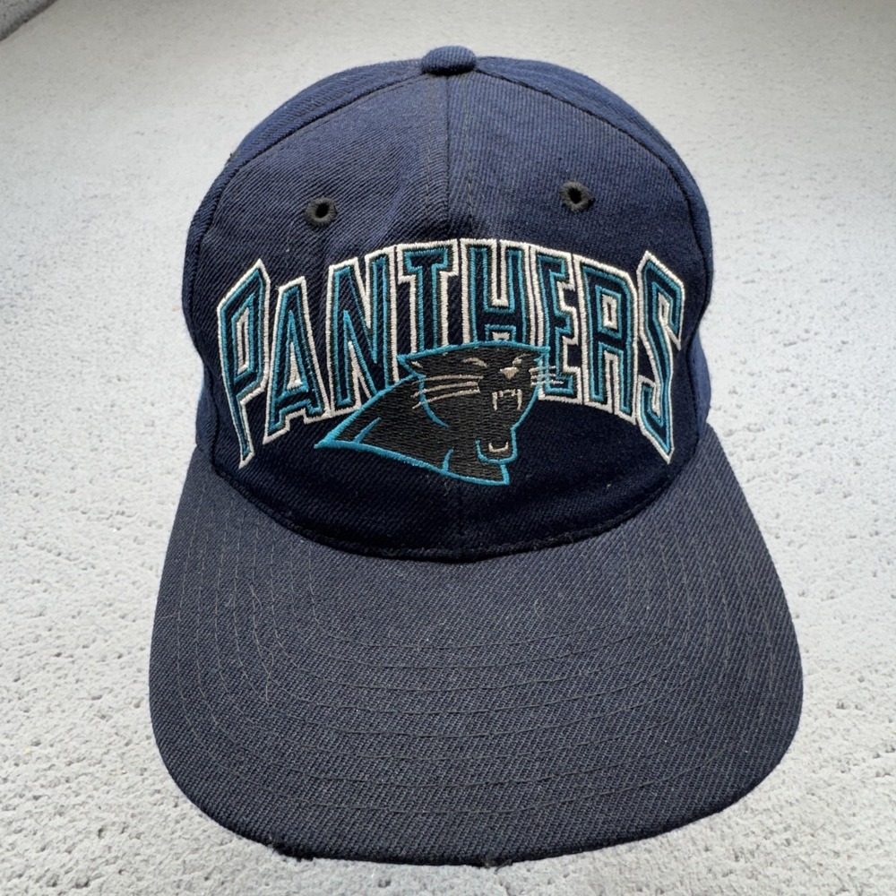 Vintage Carolina Panthers Hat Cap Snap Back Mens One Size Navy NFL Football 90s - Picture 1 of 10